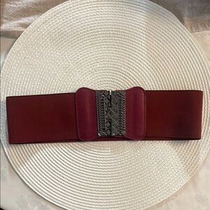 Elegant Burgundy Belt with Silver Accents